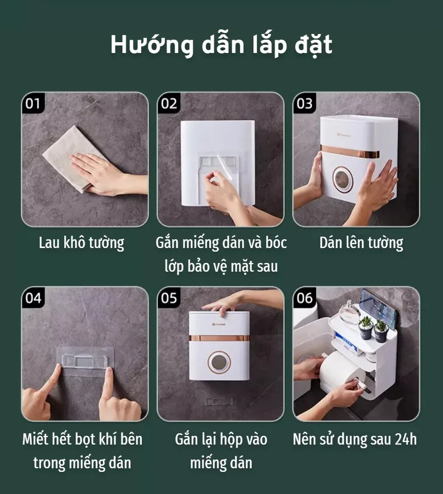 Hướng dẫn lắp đặt Hộp Đựng Giấy Vệ Sinh Treo Tường